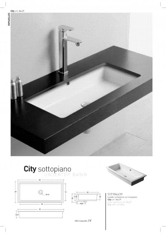 LAVABO INCASSO SOTTOPIANO CM.84X39 CITY CERAMICA BIANCO