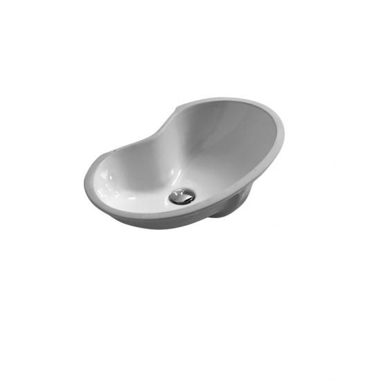 LAVABO INCASSO SOTTOPIANO SAGOMATO CM.59,5X39 CERAMICA BIANCO