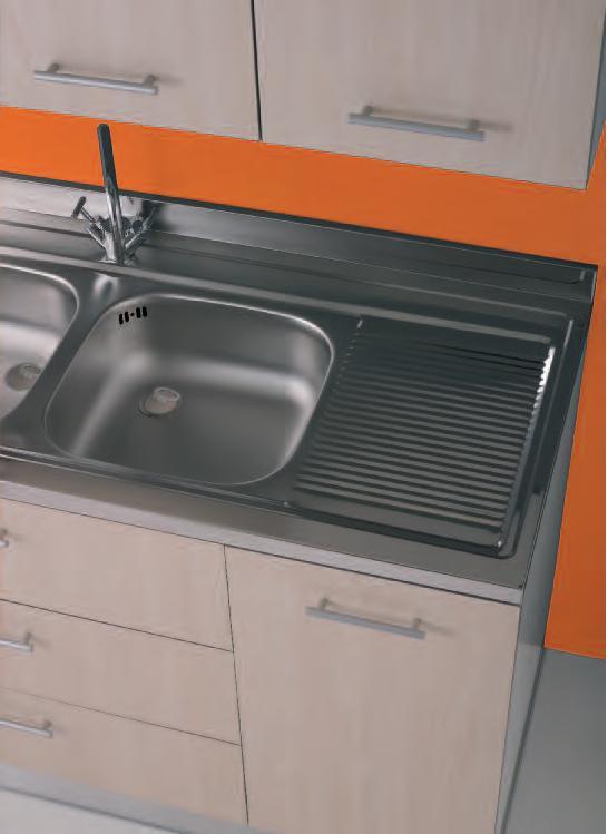 LAVELLO INOX 120X50 MOBILE 1 ANTA 2 CASSETTONI FRASSINO CON PENSILE E SCOLAPIATTI