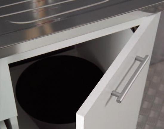 LAVELLO INOX 120X60 MOBILE 1 ANTA 2 CASSETTONI BIANCO C/PENSILE E SCOLAPIATTI