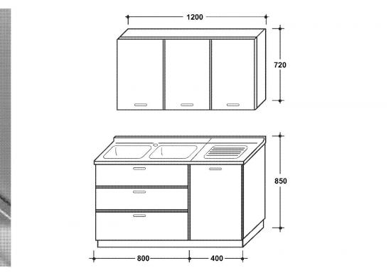 LAVELLO INOX 120X60 MOBILE 1 ANTA 2 CASSETTONI BIANCO C/PENSILE E SCOLAPIATTI