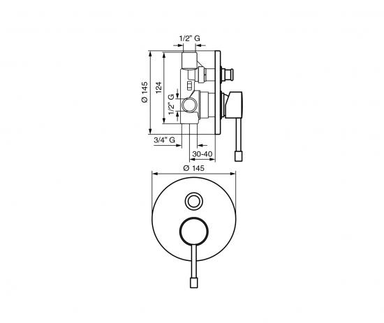 MISCELATORE INC DOCCIA 2 VIE EDEN EMMEVI CROMATO GARANZIA 5 ANNI MADE IN ITALY