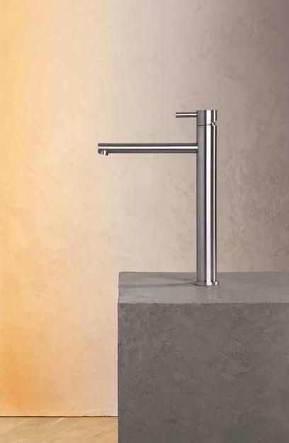 MISCELATORE LAVABO ALTO ACCIAIO INOX AISI316L FINITURA SATINATA MADE IN ITALY