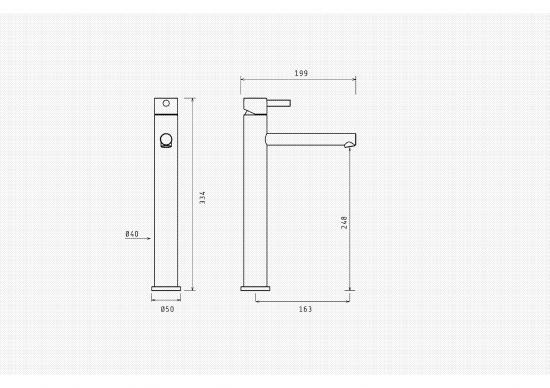 MISCELATORE LAVABO ALTO ACCIAIO INOX AISI316L FINITURA SATINATA MADE IN ITALY