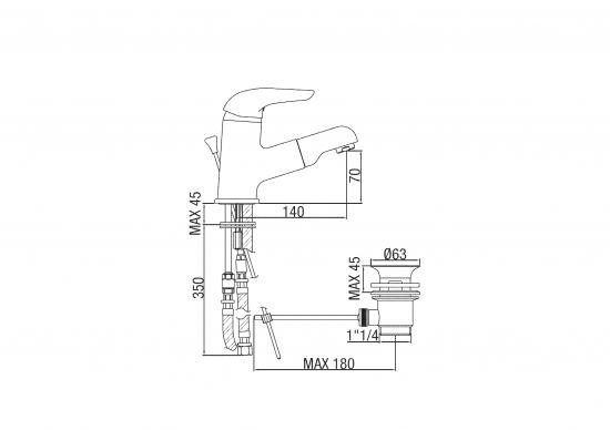 MISCELATORE LAVABO CON BOCCA ESTRAIBILE FALCO CROMATO MADE IN ITALY