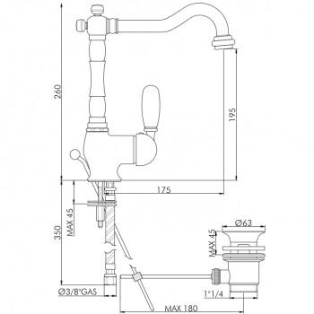 MISCELATORE LAVABO IMPERIAL OLD CROMATO CON SCARICO AUTOMATICO 11/4 MADE IN ITALY