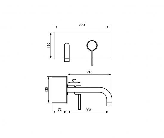 MISCELATORE LAVABO INCASSO A MURO CON PLACCA PIPER EMMEVI CROMO  MADE IN ITALY