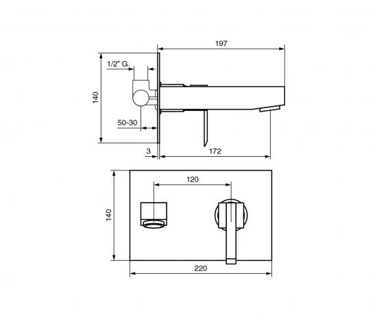 MISCELATORE LAVABO  INCASSO A MURO CROMATO SICILY EMMEVI MADE IN ITALY