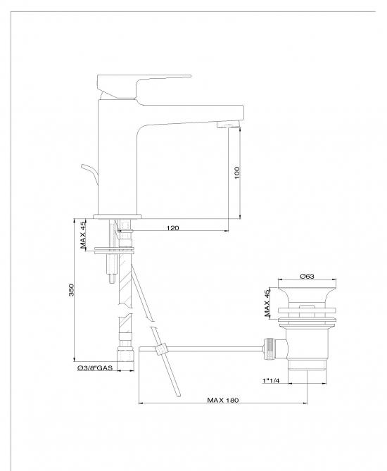 MISCELATORE LAVABO KHUGA K20 CROMATO  MADE IN ITALY