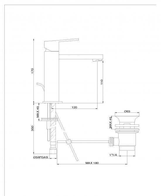 MISCELATORE LAVABO QUADRO LUCY CROMATO SCARICO AUTOMATICO 11/4 MADE IN ITALY