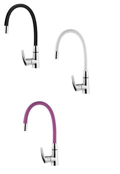 MISCELATORE LAVELLO CANNA FLESSIBILE SNODATA COLORI NERO-CR BIANCO-CR LILLA-CR