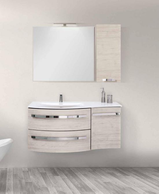 MOBILE BAGNO CIRCLE 110.1 FINITURA LEGNO K001 CONSOLLE INTEGRALE SPECCHIO PENSILE