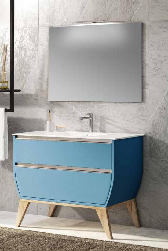 MOBILE BAGNO JOLLY 105TL CONSOLLE IN RESINA E SPECCHIO BLU PASTELLO OPACO RAL5024