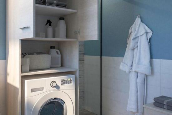 MOBILE COLONNA VANO APERTO E PORTA LAVATRICE A VISTA 70X50x192,5 ROVERE CHIARO