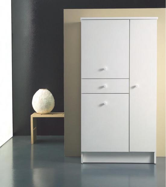 MOBILE LAVANDERIA GARDENIA BIANCO CM.70X34X140 2 ANTE CASSETTO 1 PORTABIANCHERIA