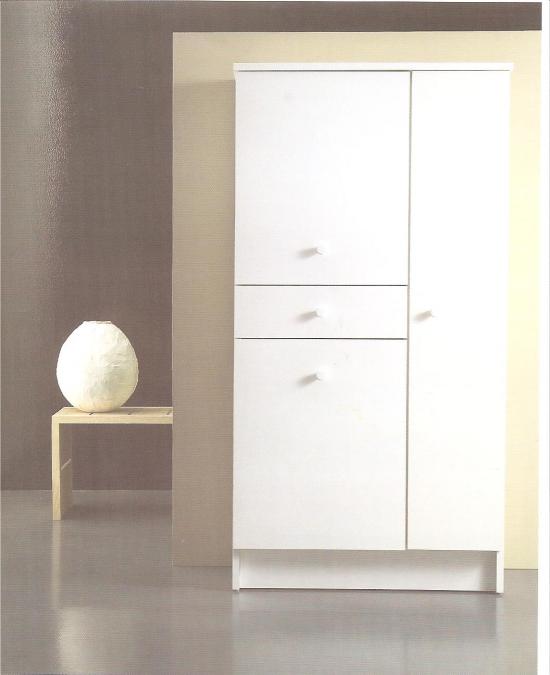 MOBILE LAVANDERIA GARDENIA BIANCO CM.70X34X140 3 ANTE 1 CASSETTO