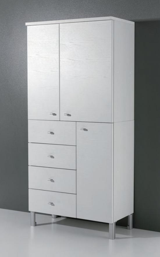 MOBILE LAVANDERIA MULTIUSO BIANCO CM.72X34X153,5 3 ANTE 4 CASSETTI
