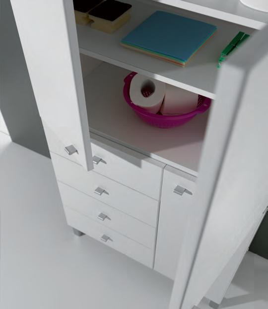 MOBILE LAVANDERIA MULTIUSO BIANCO CM.72X34X153,5 3 ANTE 4 CASSETTI