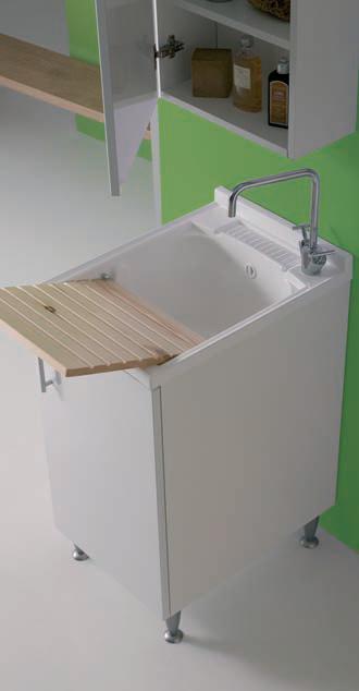 MOBILE LAVATOIO CM.50X50 LUNAROSSA BIANCO ASSE IN LEGNO E SPECCHIO CONTENITORE