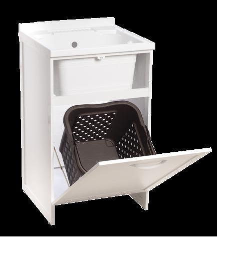 MOBILE LAVATOIO CM.60X50 CON PORTABIANCHERIA SERIE ESTERNO ALLUMINIO BIANCO