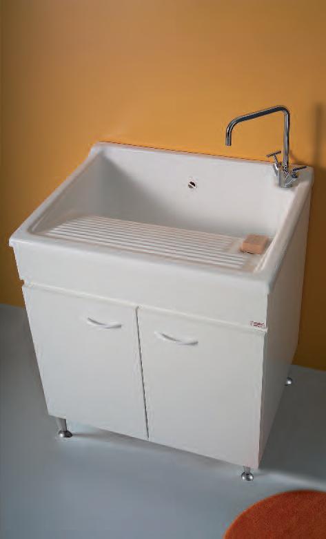 MOBILE LAVATOIO CM.74X60 CON VASCA SCIVOLO INTEGRATO SERIE LADY COLORE BIANCO