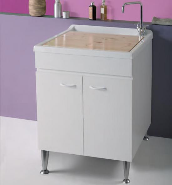 MOBILE LAVATOIO CM.74X60 SERIE LADY COLORE BIANCO CON ASSE IN LEGNO