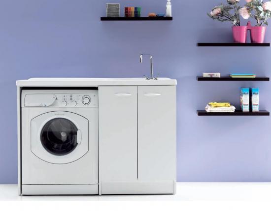 MOBILE LAVATOIO CON COPRILAVATRICE CM.124X61 SERIE LADY COLORE BIANCO