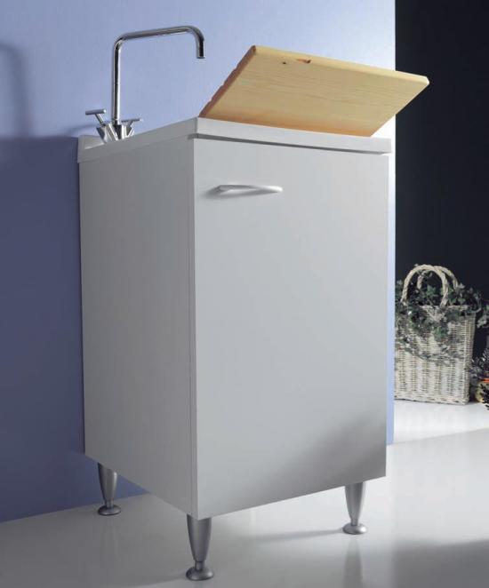 MOBILE LAVATOIO CM.50X50 SERIE LADY COLORE BIANCO CON ASSE IN LEGNO
