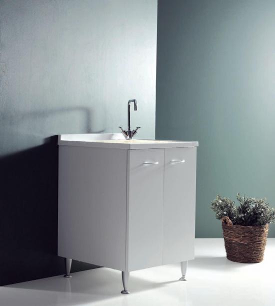 MOBILE LAVATOIO CM.60X60 SERIE LADY COLORE BIANCO CON ASSE IN LEGNO