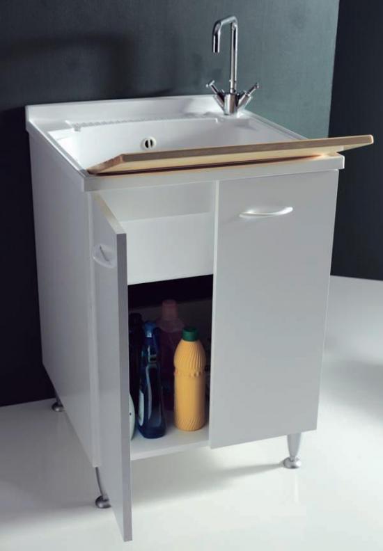 MOBILE LAVATOIO CM.60X60 SERIE LADY COLORE BIANCO CON ASSE IN LEGNO
