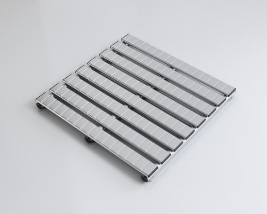 PEDANA DOCCIA ALLUMINIO ARGENTO SATINATO ANTISCIVOLO QUADRATA CM.70X70X4,5H.