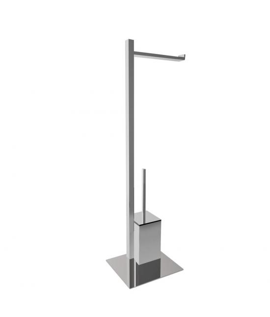 PIANTANA WC PT02 SMALL QUADRA CROMO PORTAROTOLO SCOPINO MADE IN ITALY
