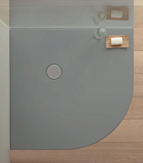 PIATTO DOCCIA ACRILICO RINFORZATO BIANCO SEMICIRCOLARE 100X100 H.3 CON SIFONE RIBASSATO MADE IN ITALY