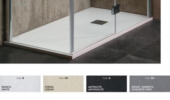 PIATTO DOCCIA FLAT MARMO RESINA 80X140 RETTANGOLARE H.2,5 CON PILETTA