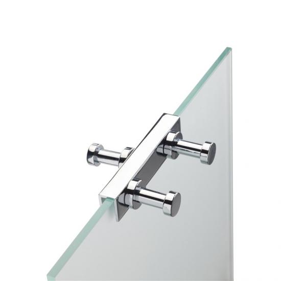 PORTA ACCAPPATOIO DOPPIO OTTONE CROMATO PER LATO DOCCIA VETRO 6/8MM