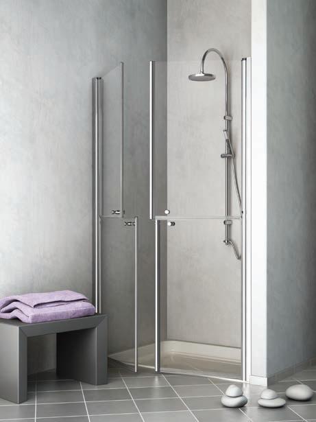 PORTA NICCHIA DOCCIA DISABILI OPEN CM.110 H.185 DOPPIA ANTA CRISTALLO TRASPARENTE SP.6MM