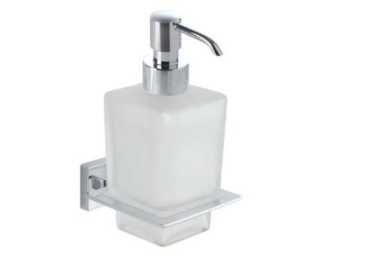 PORTA SAPONE LIQUIDO  OTTONE CROMATO C/VETRO ALTA GAMMA