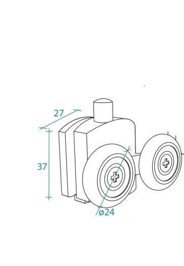 RICAMBIO CARRELLO INFERIORE RUOTE CUSCINETTI BOX ANTE SGANCIABILI DOCCIA TONDO R550  DADO PER VETRO 6MM