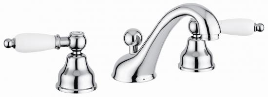 RUBINETTO LAVABO BASSO 3 FORI CROMO DECO' CERAMIC GARANZIA 2 ANNI VITONE CERAMICO