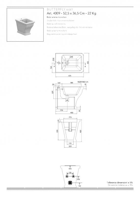 SANITARI A TERRA FILO MURO CLASSICI BUTTERFLY WC+SEDILE SOFT CLOSE+BIDET BIANCHI