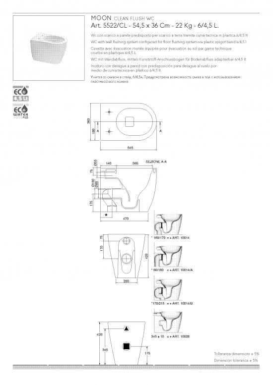 SANITARI A TERRA FILO MURO MOON BIANCO LUCIDO WC+SEDILE SOFT CLOSE+BIDET