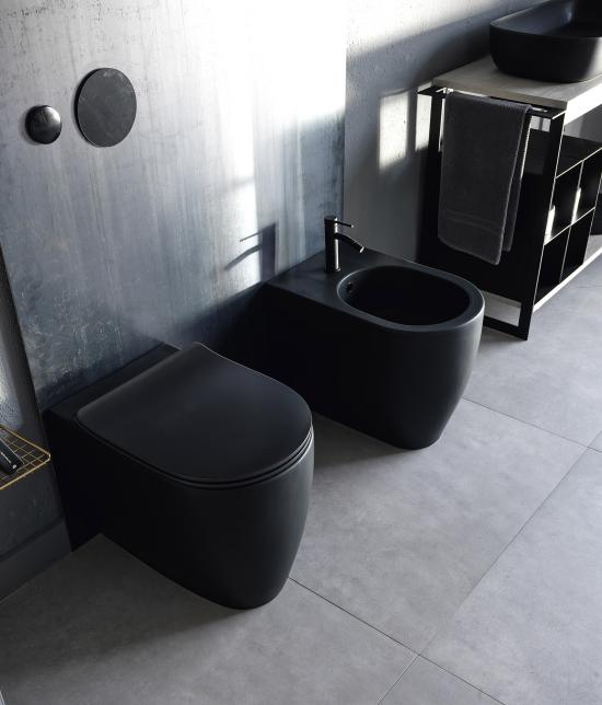SANITARI A TERRA FILO MURO MOON COLORS WC+SEDILE SOFT CLOSE+BIDET