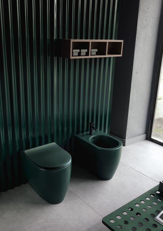 SANITARI A TERRA FILO MURO MOON COLORS WC+SEDILE SOFT CLOSE+BIDET