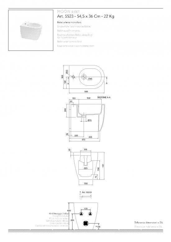 SANITARI A TERRA FILO MURO MOON COLORS WC+SEDILE SOFT CLOSE+BIDET