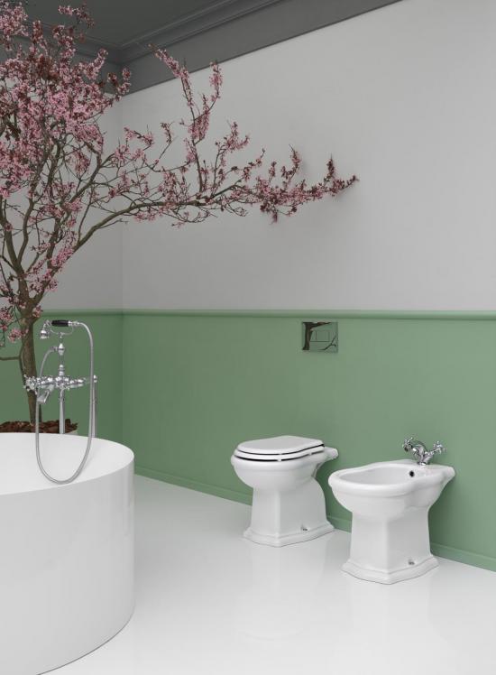 SANITARI A TERRA IN STILE CONTEA WC+SEDILE +BIDET BIANCHI
