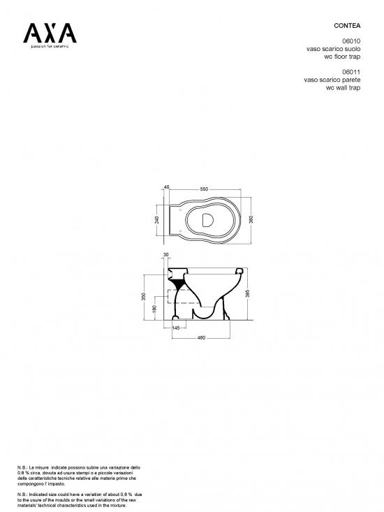 SANITARI A TERRA IN STILE CONTEA WC+SEDILE +BIDET BIANCHI