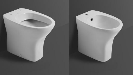 SANITARI H.47 TERZA ETA' ANZIANI EVOLUTION47 WC+SEDILE +BIDET FILO MURO A TERRA