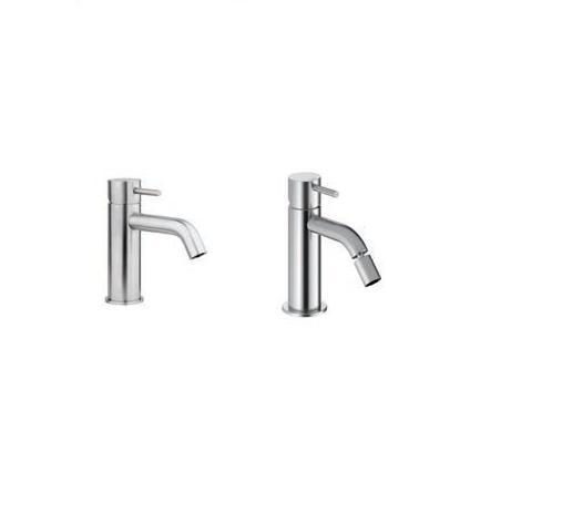 SET COMPLETO MISCELATORI LAVABO E BIDET ACCIAIO INOX MADE IN ITALY