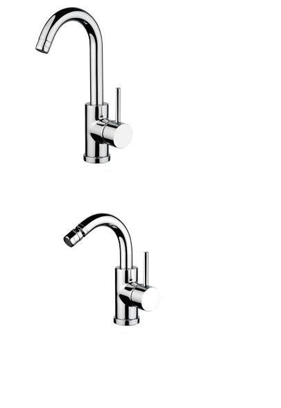 SET COMPLETO MISCELATORI LAVABO E BIDET SATURNO TONDO CROMATO GARANZIA 5 ANNI