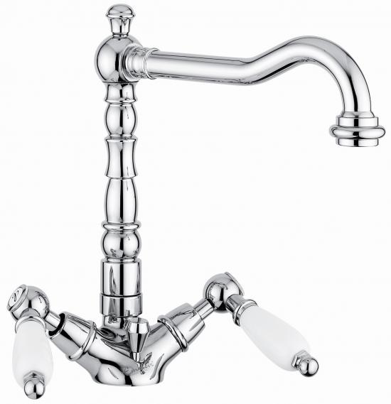 SET COMPLETO RUBINETTI MONOFORO LAVABO E BIDET DECO' CERAMIC CROMO MADE IN ITALY